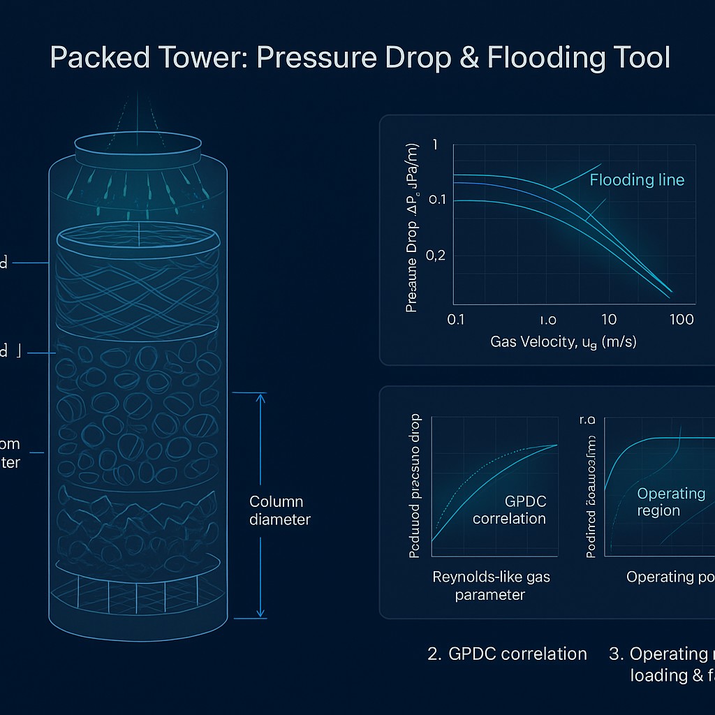 Packed Tower Pressure Drop Flooding Calculator: GPDC Hydraulic Design & Rating